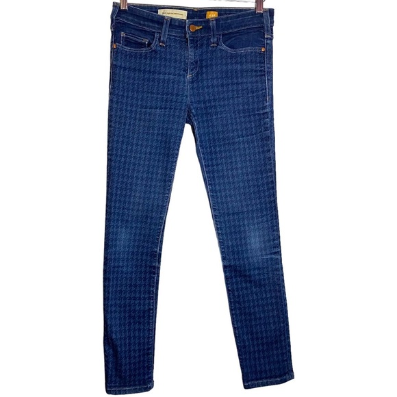Pilcro and the Letterpress Anthro Houndstooth Print Serif Skinny Ankle Jeans 28 - Picture 1 of 15